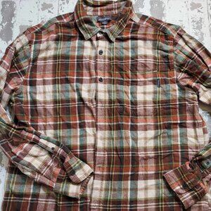 2216 Eddie Bauer‎ Men's Brown/Green Flannel LS Button Down Size XL